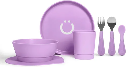Miniatura 8 de Ubbi Juego de tenedores y cucharas de acero inoxidable para niños pequeños, 4 unidades, asas de silicona de fácil agarre, utensilios