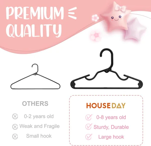 Miniatura 7 de HOUSE DAY Perchas de plástico para bebé, paquete de 20, perchas de plástico duradero para ropa de bebé, perchas delgadas y compactas para niños