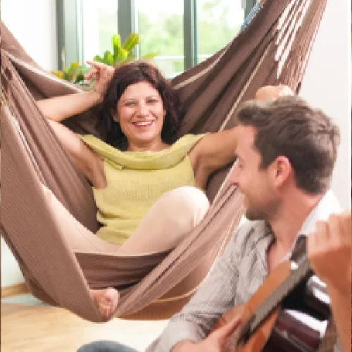 Miniatura 2 de La Siesta® XL King Habana - Hamaca colgante de algodón, para interiores y exteriores, silla colgante bohemia para dormitorio, patio, máximo 355