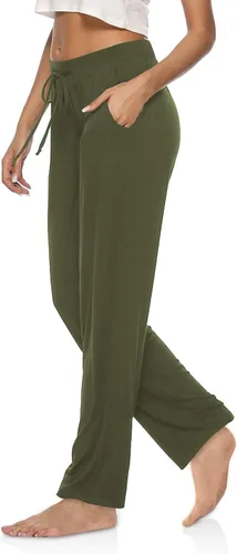 Miniatura 5 de DIBAOLONG - Pantalones de yoga para mujer, pierna ancha, cómodos, con cordón, casuales, sueltos, pierna recta, pantalones de entrenamiento