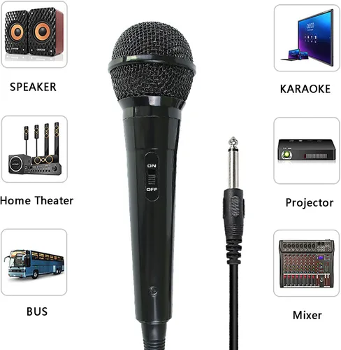 Miniatura 4 de E I F E R Micrófono dinámico con cable con enchufe de 0.256 in y cable de 9.8 ft para karaoke y rendimiento