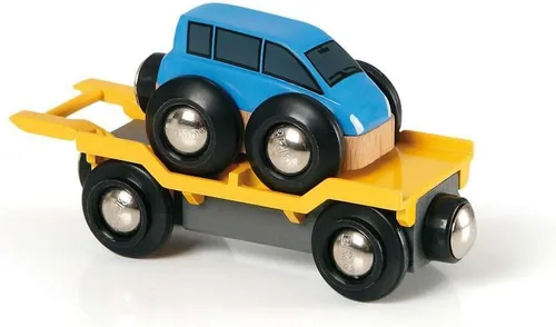 BRIO World 33577 - Transportador de coches - Set de tren de juguete de madera de 2 piezas | Despertador de la imaginación infantil | Certificado FSC