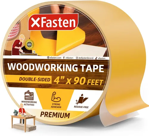 Miniatura 11 de XFasten Cinta adhesiva de doble cara para carpintería de 1 pulgada x 108 pies (paquete de 3), sin residuos, cinta adhesiva extraíble de doble cara