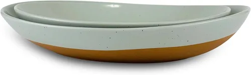 Miniatura 9 de Mora - Juego de 2 platos ovalados de cerámica grandes para el entretenimiento. Platos de cocina modernos para cenas, frutas, ensaladas, pavos, etc.
