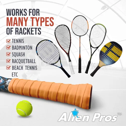 Miniatura 5 de Alien Pros - Cinta de agarre para raqueta de tenis (6 agarres), agarre de tenis precortado y con sensación ligera táctil, cinta de agarre