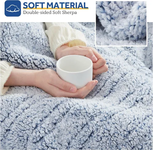 Miniatura 5 de Sealy - Manta eléctrica térmica de doble sherpa suave de 50 x 60 pulgadas súper acogedora con 6 niveles de calentamiento rápido y apagado automático