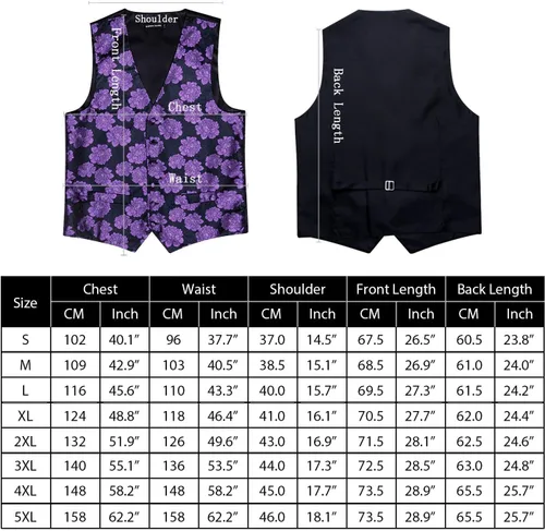 Miniatura 2 de Barry.Wang Chaleco formal de los hombres Paisley Jacquard seda corbata traje chaleco conjunto boda 5PCS