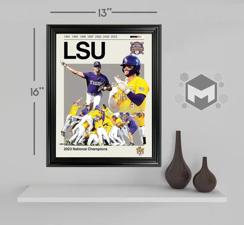 Miniatura 2 de LSU - Foto de arte deportivo enmarcada de campeones nacionales 2023 por Thomas Maxwell