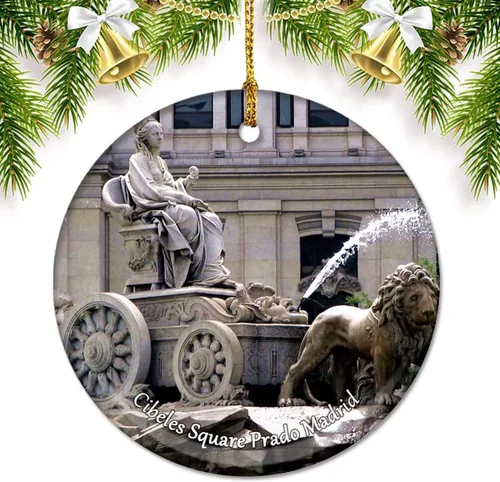 Miniatura 4 de España Cataluña Sala de Conciertos Barcelona Adornos de Navidad para árbol Colgante de cerámica Adorno de doble cara Decoración Regalos de Navidad
