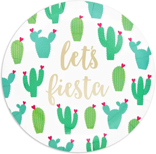 Miniatura 6 de Sparkle and Bash Fiesta - Platos de postre – Paquete de 48 unidades, 9 pulgadas, patrón de cactus multicolor – Platos de cactus de papel desechables