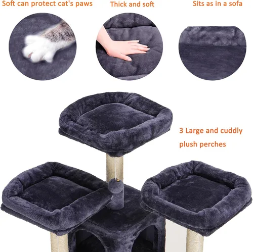 Miniatura 6 de Heybly Árbol para gatos, torre para gatos grandes de 73 pulgadas de alto, 20 libras, resistente para gatos de interior, condominio para gatos