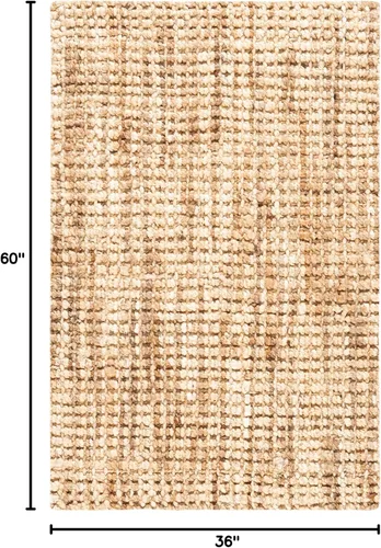 Miniatura 2 de SAFAVIEH Natural Fiber Collection - Alfombra decorativa de 3 x 5 pies, natural y crema, yute hecho a mano, ideal para zonas de alto tráfico