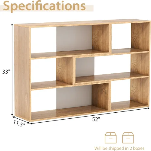Miniatura 3 de Tangkula Estantería de 6 cubos, 2 piezas separables en el suelo, estantería horizontal abierta, estante de almacenamiento multifuncional para sala