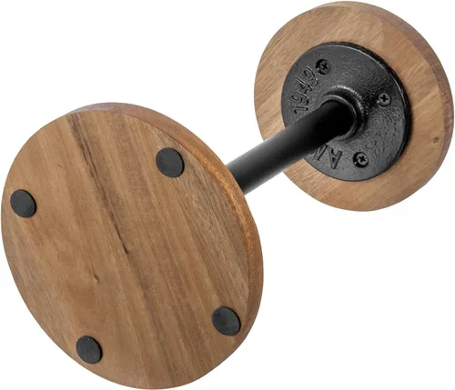 Miniatura 7 de MyGift 2 soportes para sombreros, perchero para sombreros de vaquero, organizador de gorra de béisbol con tubo de metal industrial, peluca o Madera