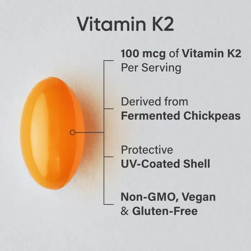 Miniatura 2 de 100 Microgramos de la vitamina K2 (como MK7) con aceite de coco orgánico para una mejor absorción, con MenaQ7 clínicamente probada y formulado sin