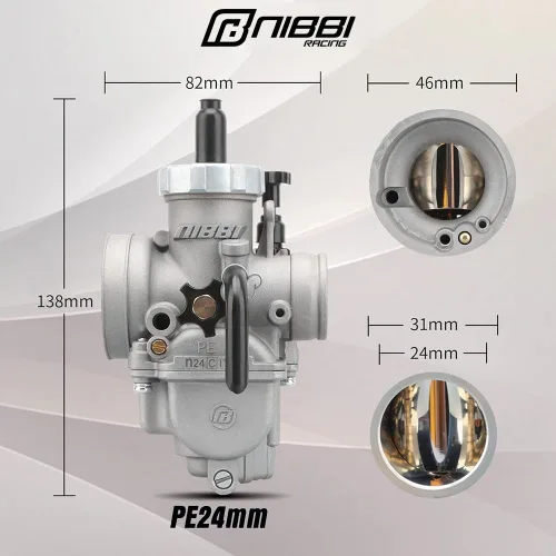 Miniatura 3 de NIBBI Carburador PE24 de 0.945 in Carburador de motocicleta con jets de carburador compatible con motor de motocicleta de 125 cc a 150 cc