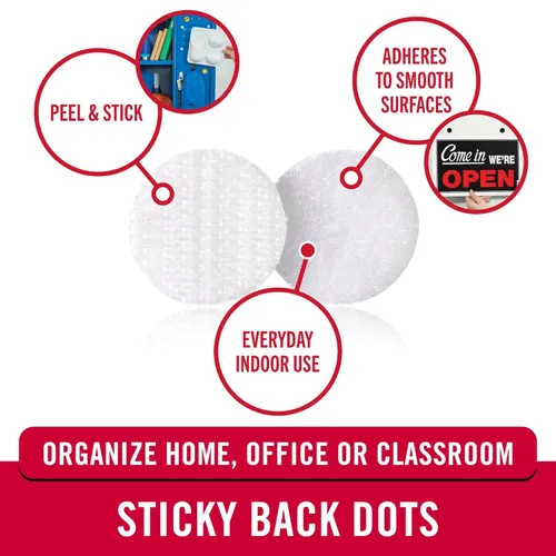 Miniatura 2 de VELCRO Puntos de Marca con Adhesivo Blanco 200 Paq Círculos de 3/4" Cierres Redondos de Gancho y Bucle con Respaldo Adhesivo para Organizar