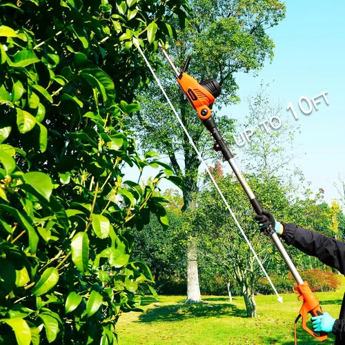 Miniatura 5 de GARCARE Cortasetos eléctrico con cable con poste de extensión de 18 pulgadas de doble acción láser cuchilla Bush Trimmer 600W, 4.8 amperios