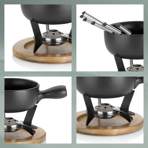 Miniatura 5 de kela Juego de fondue de queso Country 8.7x7.9 in 10 piezas, acero inoxidable, marrón/negro, 8.7 x 8.7 x 7.9 in