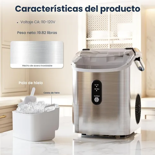 Miniatura 5 de Antarctic Star Fabricadores de Hielo en Cubitos para Encimera con Auto-Limpieza, 35 libras/día, Máquina de Hielo Sónico Portátil con Asa, Canasta
