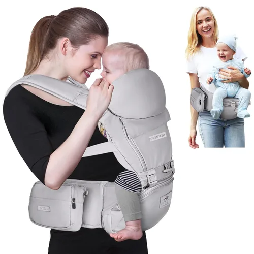 Miniatura 11 de FRUITEAM Portabebés de recién nacido a niño pequeño, taburete de cintura certificado de seguridad con asiento de cadera, portabebés ergonómico 6