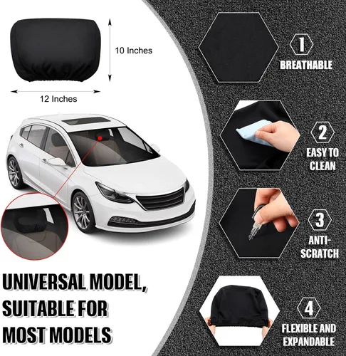 Miniatura 3 de YupbizAuto fundas para reposacabezas universales, de poliéster con reverso de espuma, para monitores de TV, DVD, negro liso, 4 unidades Durable