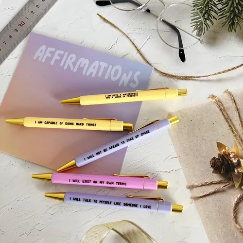 Miniatura 5 de Jxueych 5 bolígrafos divertidos con papel, bolígrafos retráctiles de colores surtidos, tinta negra 1.0 mm punta media de secado rápido