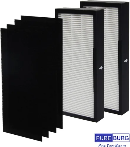 Miniatura 6 de PUREBURG Filtro de repuesto compatible con purificadores de aire Alen T100 T300, paquete de 2 unidades H13 HEPA y prefiltro de carbón activado Air