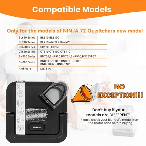 Miniatura 3 de Tapa de bloqueo de repuesto para Ninja, con jarrones de 72oz Nuevo Modelo, Piezas de repuesto de tapa para licuadoras, Cubierta de repuesto