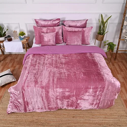 Miniatura 30 de Funda de edredón de terciopelo sólido ultra-luxe, ropa de cama boho UO, funda de colcha Donna, juego de edredón de 3 piezas, juego de cama de Azul