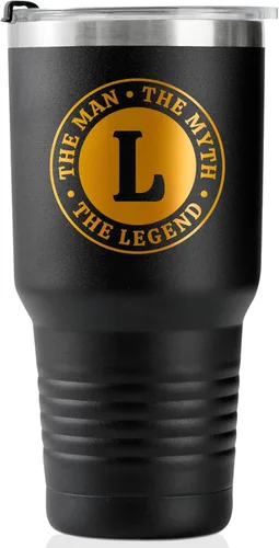 Miniatura 48 de Taza The Man the Myth the Legend con iniciales, vaso de viaje de acero inoxidable con monograma para hombres, divertida taza de café personalizada