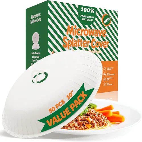 Miniatura 8 de Funda desechable para salpicaduras de microondas, 10 pulgadas, funda de papel para microondas para alimentos, sin BPA y no tóxico, protector