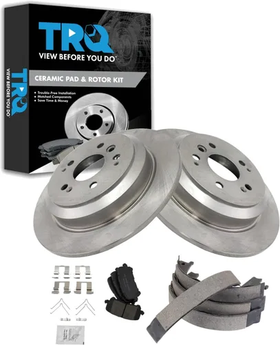 Miniatura 53 de TRQ Kit de pastillas de freno y rotor Posi trasero premium con zapatas de estacionamiento para camión GM SUV