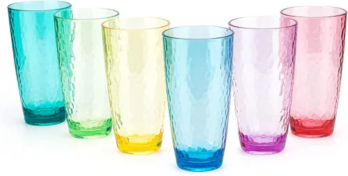 Miniatura 11 de KOXIN-KARLU Hammered - Vasos de plástico de 26 onzas, juego de 6 vasos acrílicos transparentes
