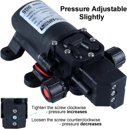 Miniatura 5 de Bomba de presión de agua Pulverizador Bomba autocebante 12v DC 70W 0.9MPA 130psi Home Booster conectado a 11.5mm/0.45inch 17.3mm/0.68inch Pipe