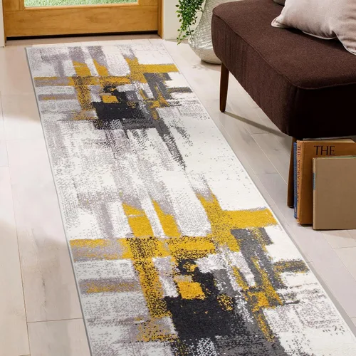 Miniatura 65 de Rugshop Alfombra Corredor Abstracta Contemporánea Negra — No Desprende Pelusa para Pasillo, Entrada y Cocina 2' x 7