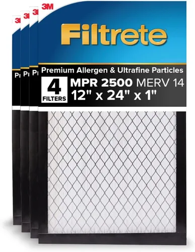 Filtrete - Filtro de aire para aire acondicionado y calefactor, 12 x 24 x 1 pulgadas, MERV 14, MPR 2500, alta eficiencia premium contra alérgenos,