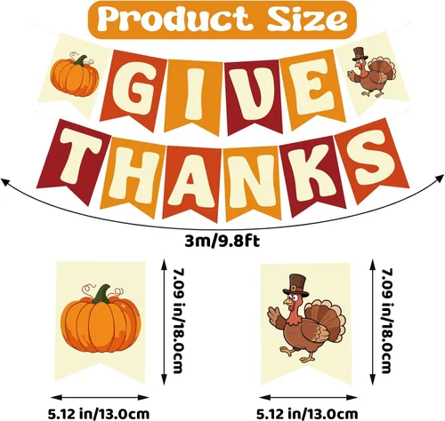 Miniatura 2 de Cartel de Acción de Gracias, cartel de agradecimiento preencordado, decoración colgante de Acción de Gracias con calabaza pavo, pancartas de otoño