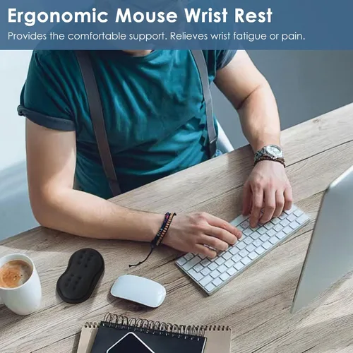 Miniatura 2 de VANKEY Reposamuñecas para ratón, almohadilla de escritorio para ratón, cómodo soporte de muñeca para ratón de computadora, reposamuñecas ergonómico