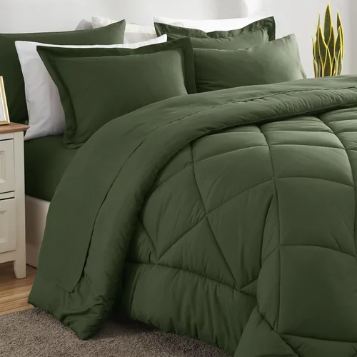 Miniatura 36 de CozyLux Juego de edredón tamaño King, color naranja quemado, toda la ropa de cama en una sola bolsa, 7 piezas: edredón, fundas de almohada