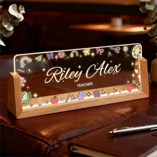 Miniatura 11 de Placa de identificación personalizada con luz para escritorio, letrero de oficina personalizado para empleados profesionales, regalos
