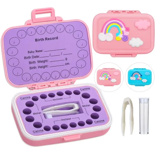 Miniatura 10 de Caffox Paquete de 2 Portadientes para Recuerdo de Niños, Caja del Ratoncito Pérez, Caja de Recuerdo de Primer Diente, Cajas de Contenedores de Arco