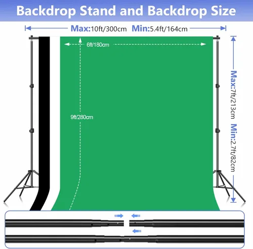 Miniatura 7 de EMART Kit de soporte de fondo para estudio de video fotográfico, sistema de soporte de fotografía ajustable de 7 x 10 pies con fondo de poliéster