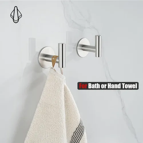 Miniatura 3 de JQK - Ganchos autoadhesivos para toallas cepillados, sin taladro, para adherir en la pared, para abrigos, batas y ropa, para baño, cocina, garaje
