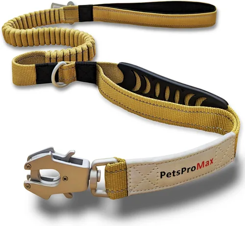 Miniatura 9 de PetsProMax - Correa táctica para perro, correa elástica resistente con clip de metal para cinturón de seguridad de automóvil y hebilla de rana
