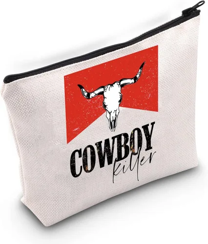 BLUPARK Cowboy Killer Bolsa de cosméticos Western Cowgirl Regalo Mujeres Salvaje Vintage Western Rodeo Bolsa con cremallera Bolsa Gráfica Bull