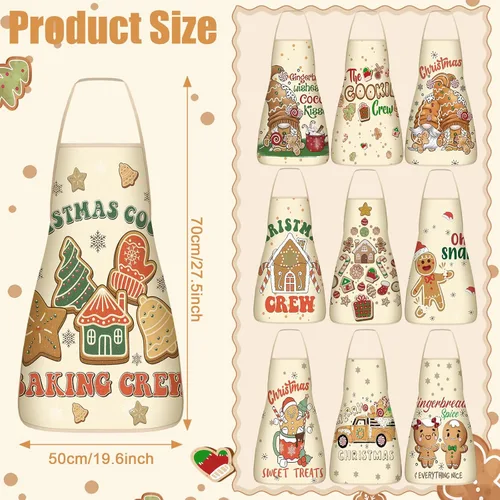 Miniatura 2 de Toulite 10 Piezas Delantal de Navidad Ajustable Delantales de Cocina para Cocinar Delantal BBQ Babero Delantal de Chef Divertido para Mujeres