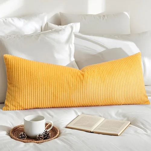 Miniatura 42 de Artscope Fundas de Almohada de Pana a Rayas Acogedoras Súper Suaves Decorativas Oblongas Fundas de Almohada Decorativa Funda de Cojín para Sofá
