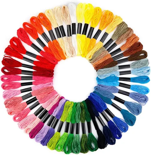 Hilo de bordar, 50 madejas de colores al azar, hilos de punto de cruz, hilo de pulsera de la amistad, para punto de cruz, bordado a mano,