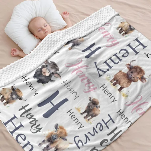 Miniatura 21 de Mantas de bebé personalizadas para niñas, manta de oso de bebé, manta de bebé de felpa suave Minky con nombre que recibe mantas para niñas, recién